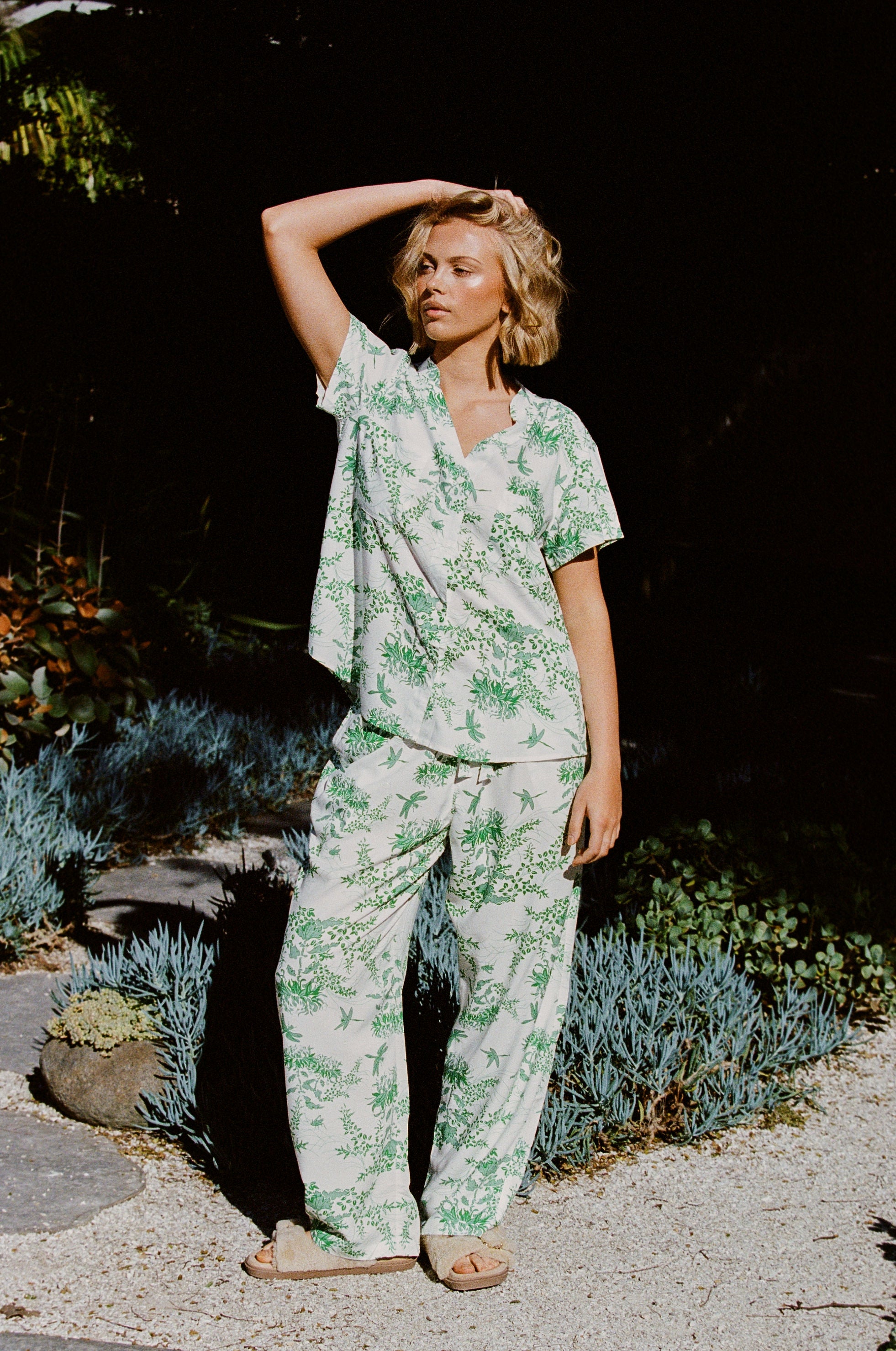 Maggie Pyjama Set Long Pants Summer Toile Jade Green